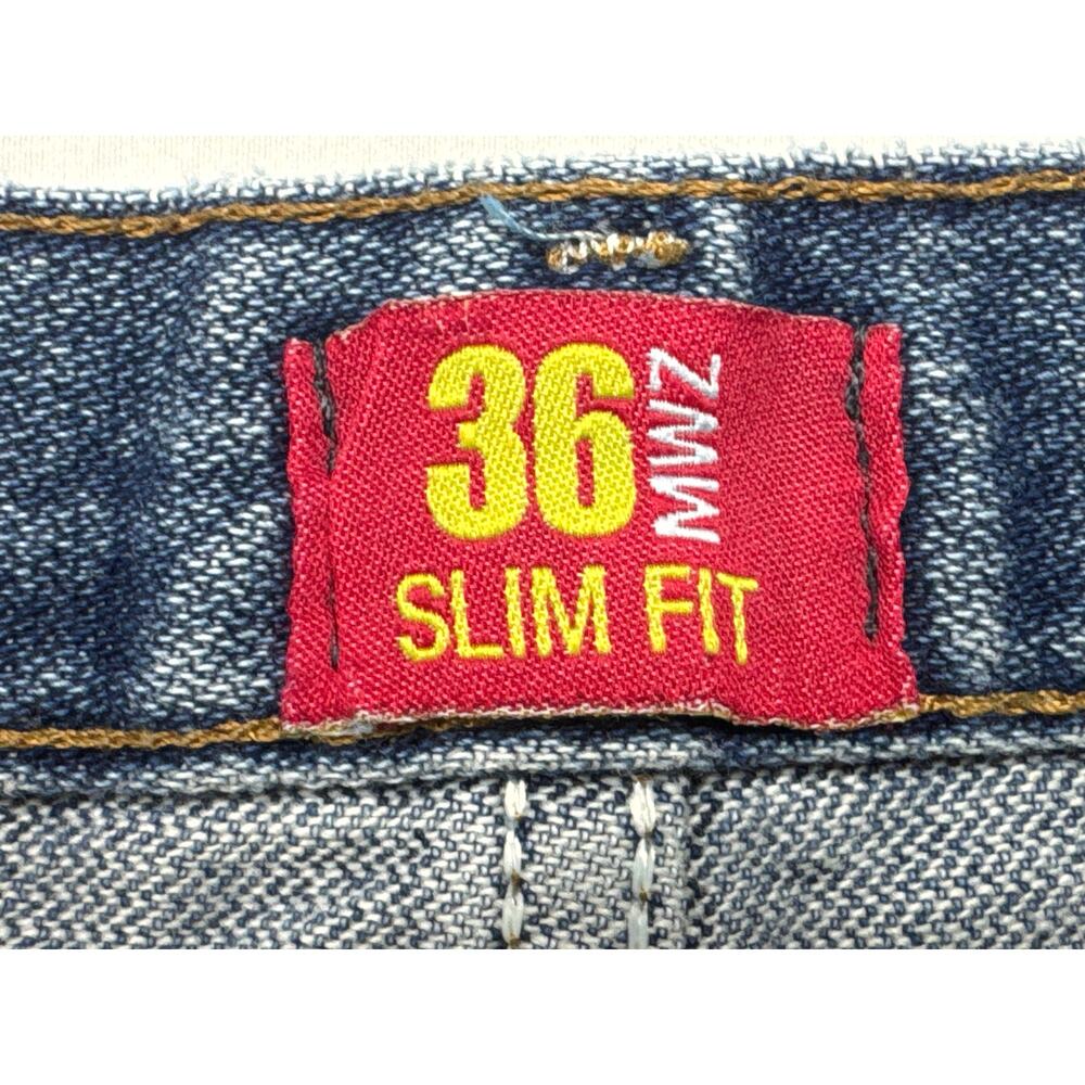 Wrangler 36MWZ Men's Slim Fit Blue Jeans - Size 38x30 (38x29.5) - Picture 4 of 5